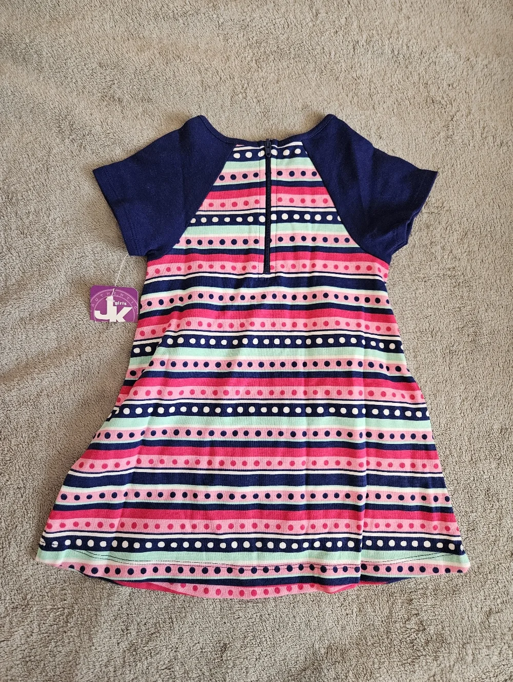 J. Khaki Girls 2T Blue Pink Striped Pocket Dress